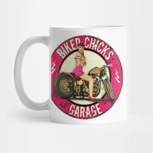 Biker Chicks Garage - Sexy Woman on Motorcycle Mug